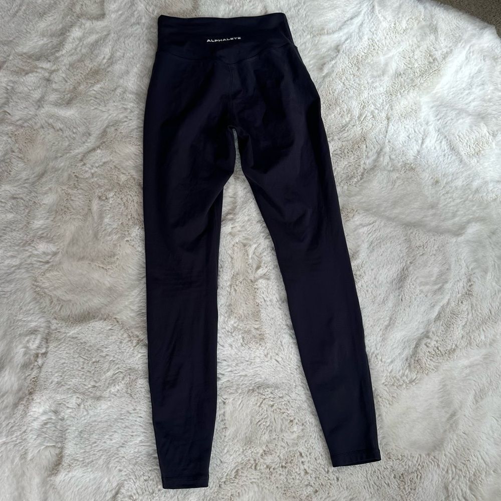 Alphalete high rise dark gray crossover waist full length leggings